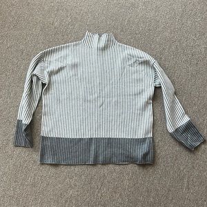 RACHEL ZOE SWEATER GRAY WHITE STRIPE COLORBLOCK SIZE LARGE